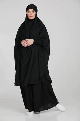 ZUZUU Nida Matte Solid Burqa With Hijab
