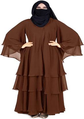 BROKE BRAND Polyester Solid Abaya With Hijab