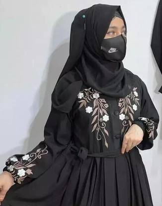 kashaf store Chiffon Self Design, Solid Naqab With Hijab