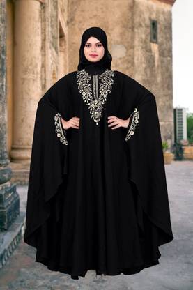 AMBAJI FASHION Crepe Solid Abaya With Hijab