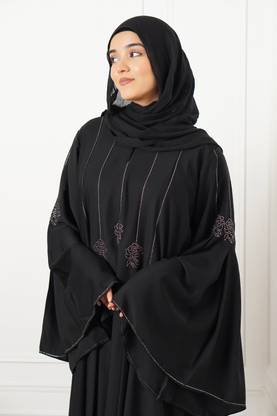 Dreamzone- Polyester Self Design Burqa With Hijab