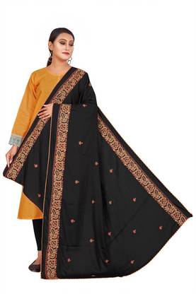 Ebadat Cotton Blend Self Design Abaya With Hijab