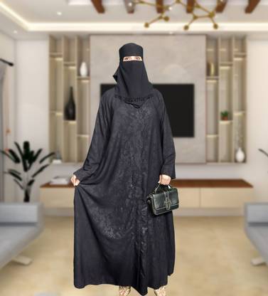 Buraque Designer Polyester Solid Burqa With Hijab