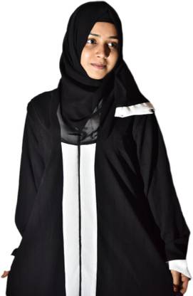 Al hawwa Cotton Blend Self Design Abaya With Hijab