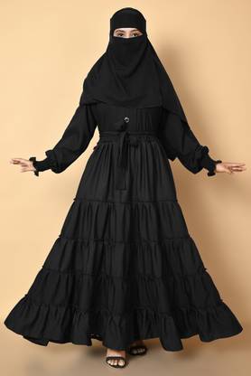 FairyTeller Cotton Blend Self Design Burqa With Hijab