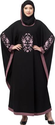 N4N Garments Crepe Self Design Abaya With Hijab