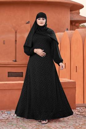 AMBAJI FASHION Polyester Solid Burqa With Hijab