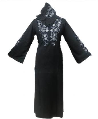 assafa Nida Matte Self Design Abaya With Hijab