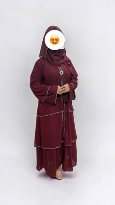 nikab Georgette Self Design Burqa With Hijab