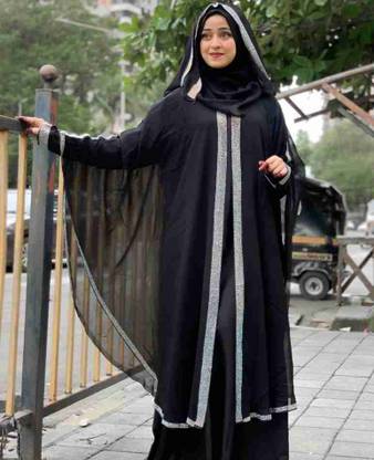 alishaabaya Chiffon, Nida Matte Self Design Abaya