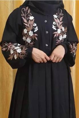 SADAFNAQAB Nida Matte Self Design Burqa With Hijab