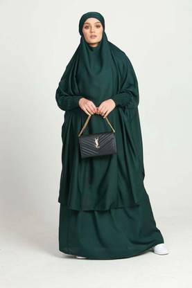 MODEST CITY Crepe Self Design Abaya With Hijab