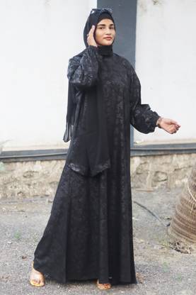 Buraque Designer Polyester Printed Abaya With Hijab