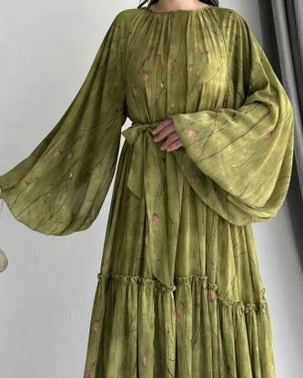 SARINKU Georgette Self Design Abaya