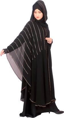 Dreamzone- Polyester Self Design Abaya With Hijab
