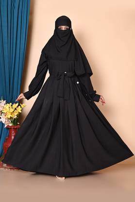 Paradise Cotton Blend Self Design Burqa With Hijab