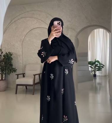 RAZA STORE Polyester Solid Burqa With Hijab