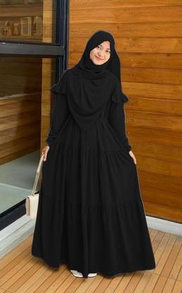 SK Collection Nida Matte Self Design Abaya With Hijab