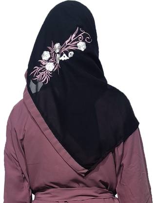 Har Women Clothing Silk Blend Self Design Abaya With Hijab