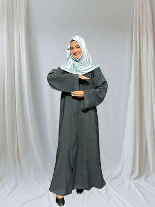 NB COLLECTION Silk Blend Self Design Abaya With Hijab