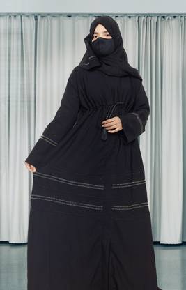 Buraque Designer Polyester Solid Abaya With Hijab