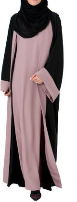 BROKE BRAND Cotton Silk Self Design Abaya With Hijab