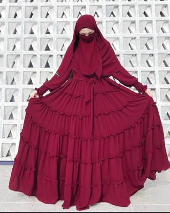 HOC Kashibo Self Design, Solid Burqa With Hijab