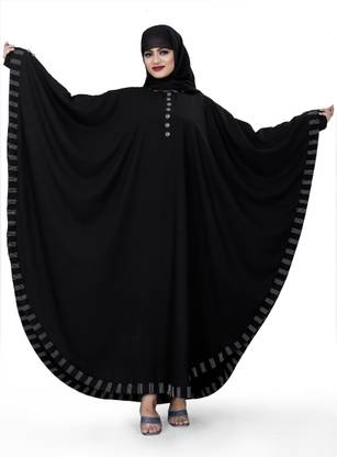 AMBAJI FASHION Crepe Solid Abaya With Hijab