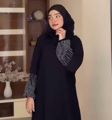 Firdaus TRENDING PARTY WEAR HIGH QUALITY ROUND NECK SLEEVES REMBO DIAMOND STONE WORK नक़ाब हिज़ाब के साथ