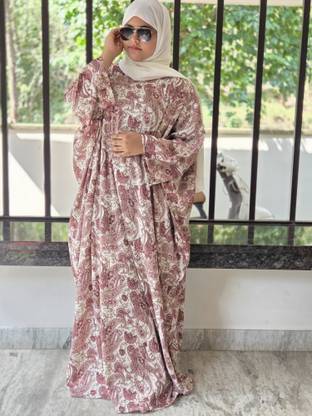 ANBA Cotton Blend Graphic Print Abaya