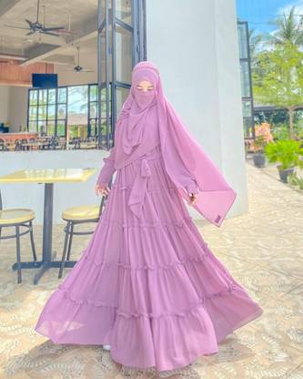 Emaan Outfit Georgette Self Design Burqa With Hijab