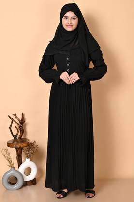 BW Cotton Silk Self Design Burqa With Hijab