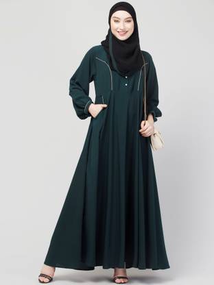 N4N Garments Nida Matte Solid Abaya With Hijab