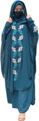 black rose Nida Matte Solid Abaya With Hijab