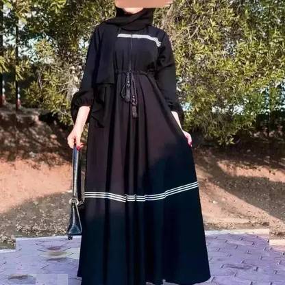 MODEST CITY Silk Blend Self Design Abaya With Hijab