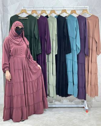 BINISH Cotton Blend Self Design Burqa With Hijab