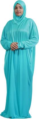 SIXTY SIX APPARELS Cotton Blend Solid Abaya With Hijab