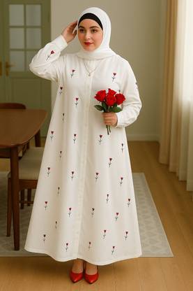 maabaya Nida Matte Self Design Abaya With Hijab