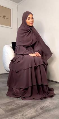 Dubai Collection Georgette Solid Burqa With Hijab