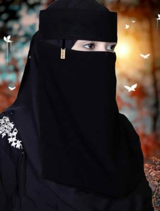 Nizam Polyester Self Design Abaya With Hijab