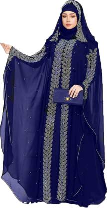 Buraque Designer Polyester Printed Abaya With Hijab