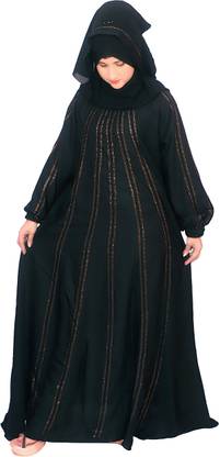DCSTORE1 Nida Matte Solid, Self Design Burqa With Hijab