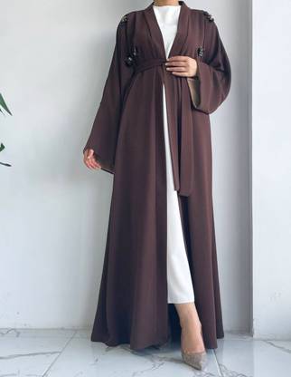 maabaya Nida Matte Self Design Burqa With Hijab
