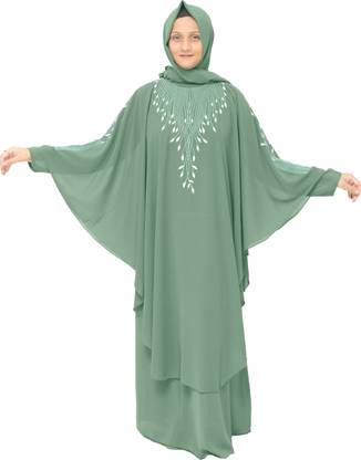 ESHAL ENTERPRISES Nida Matte Self Design Burqa With Hijab