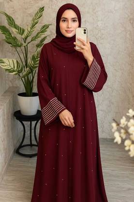 mahera collection Cotton Silk Self Design Abaya With Hijab