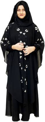 abbya Georgette Self Design Abaya With Hijab