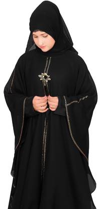 DCSTORE1 Nida Matte Self Design Burqa With Hijab