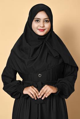FairyTeller Cotton Blend Self Design Burqa With Hijab