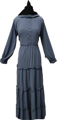 ASASDSA Nida Matte Self Design Abaya With Hijab