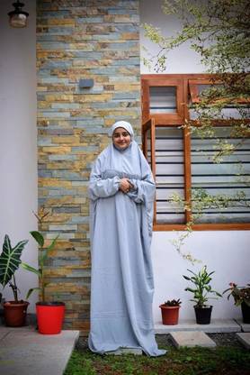 ANBA Crepe Solid Abaya With Hijab